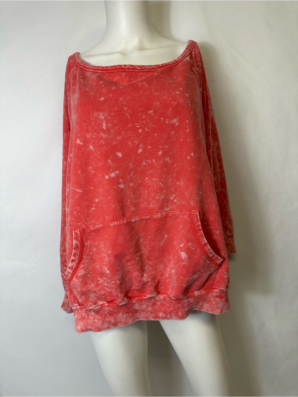 torrid Red Acid Wash Off-Shoulder Sweatshirt